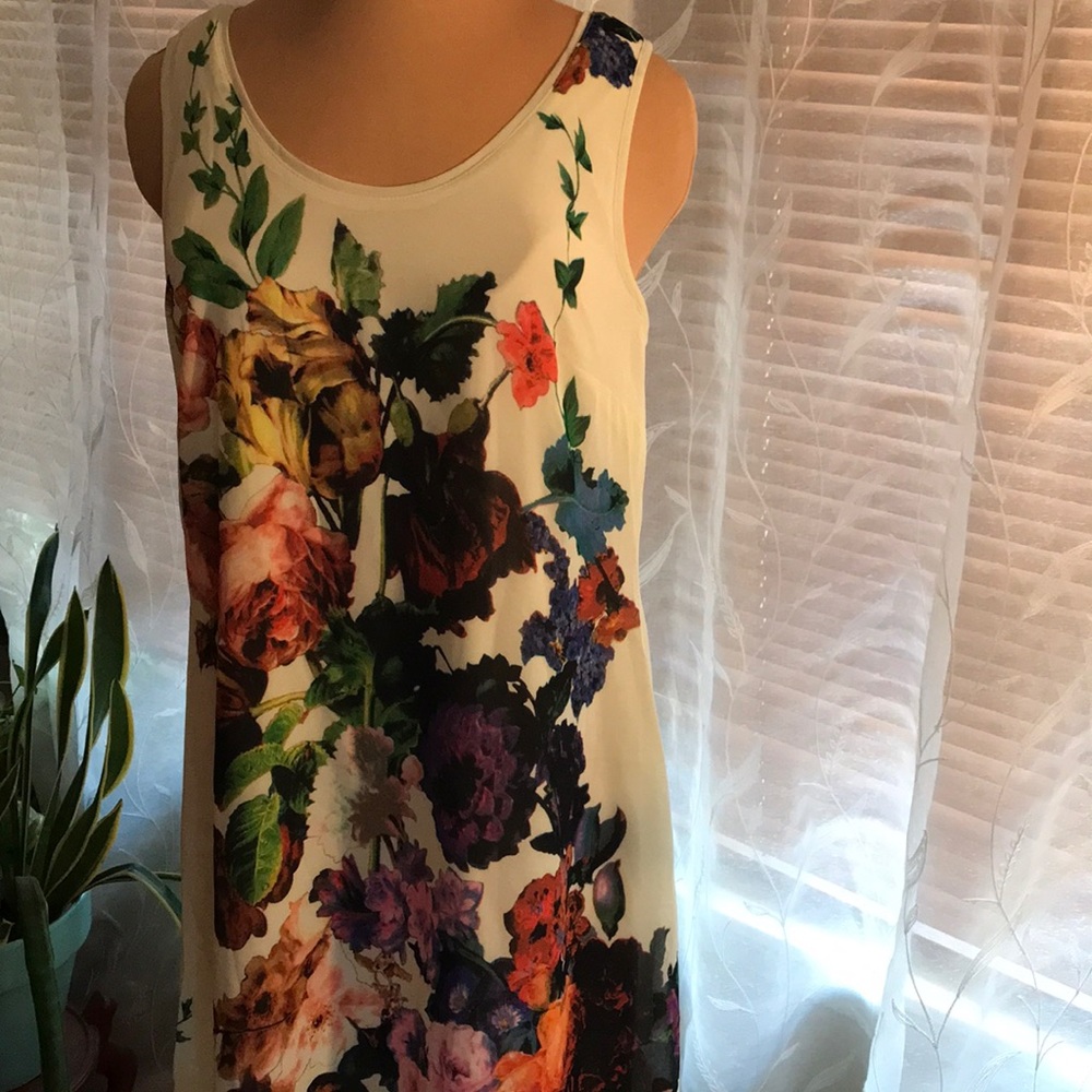 Mark  Bouwer sleeveless high low maxi high low hem floral dress Sz M
